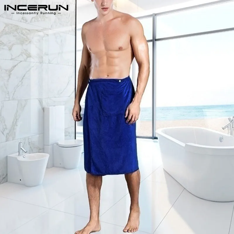 INCERUN Soft NEW Mens Bathrobe Beach Towel Skirt Robe Pajamas Magic