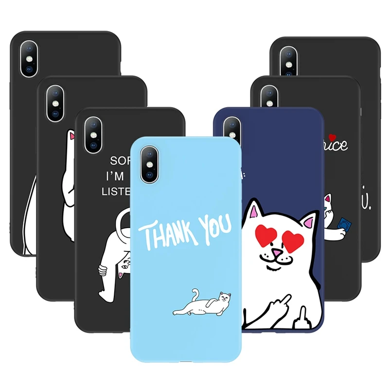 Lovebay мягкий чехол для телефона с кошкой для iphone 7 8 6 6S Plus 5 5S SE XS Max XR X мультяшный силиконовый чехол для телефона