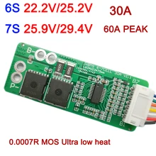 6S 7S 25,2 V 29,4 V 30A литий-ионный аккумулятор Защитная плата 60A пиковая lipo BMS 18650 ячеек mos для автомойки электрическая дрель