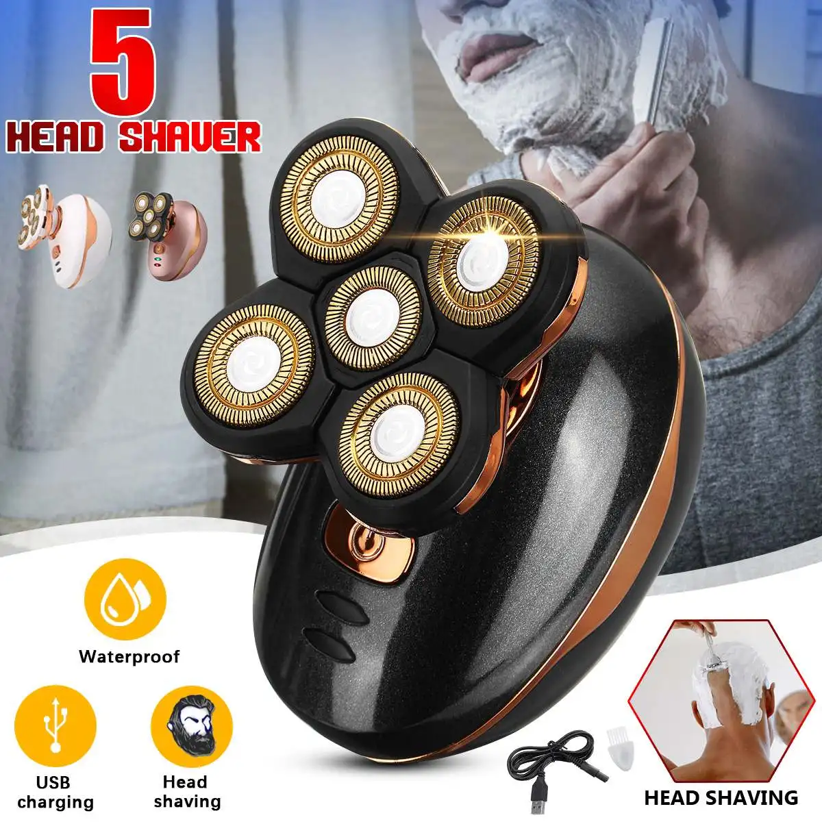 

5 Blades Wet & Dry Electric Razors Beard Trimmer Shaver for Men USB Charging Hair Clipper Trimmer Head Shaving Waterproof