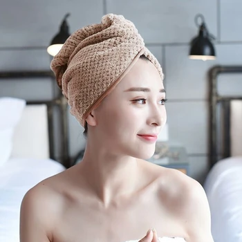 

Shower Caps Coral Velvet Hair-drying Cap Hat Thickened Super Absorbency Fast Dry Adult Shower Cap Bathing Caps