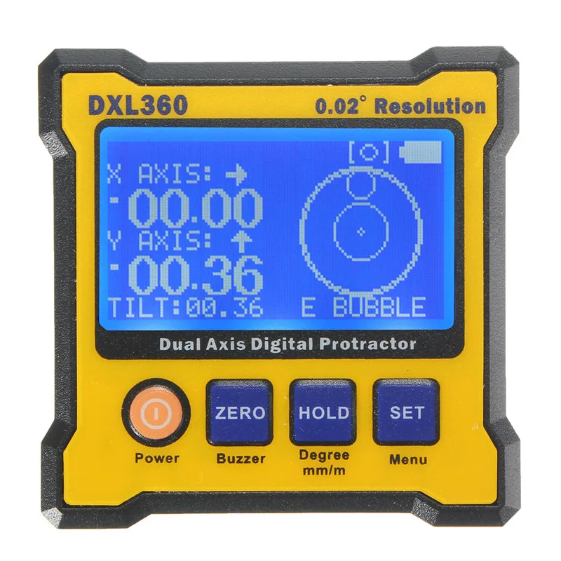 

DXL360 Rechargeable Dual Axis Digital Angle Protractor Dual-axis Digital Display Level Gauge with 5 Side Magnetic Base