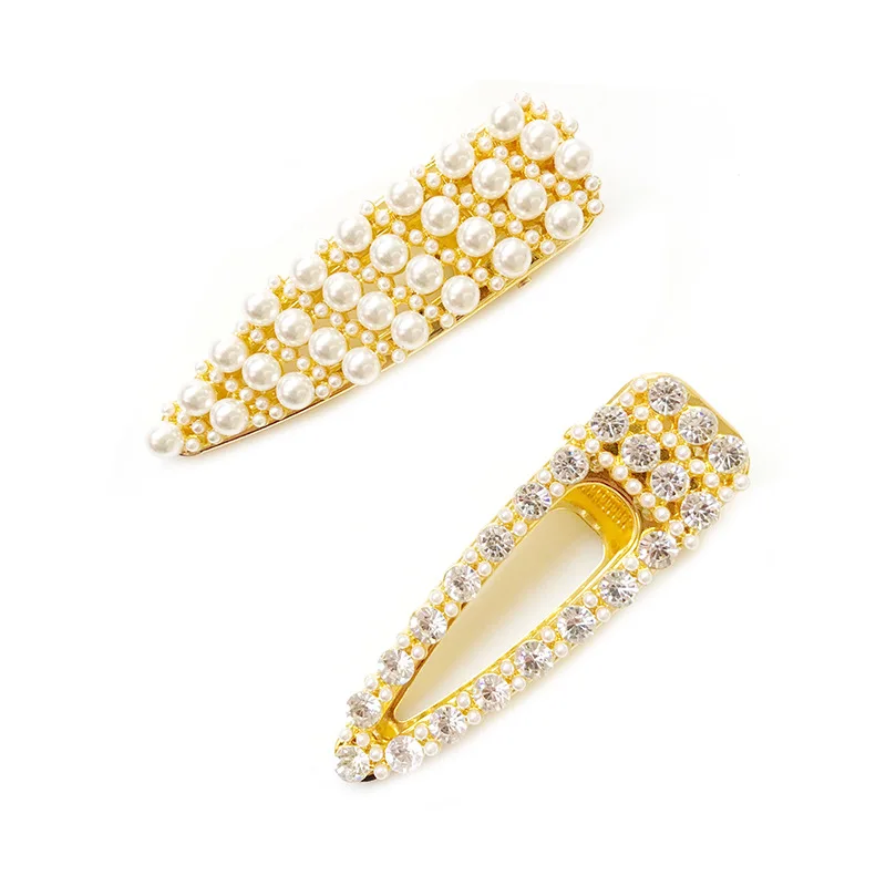 

Korean Style Pearl Hair Claws For Women Girls Gold Hair Clips Rhinestone Geometric hairpins Headwear Accessories Free Shipping