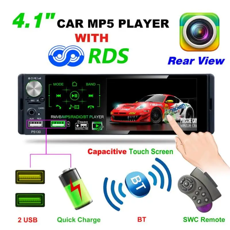 VODOOL 4 1 Inchautomagnitol емкостный сенсорный экран автомобильный MP5 плеер RDS AM FM Радио