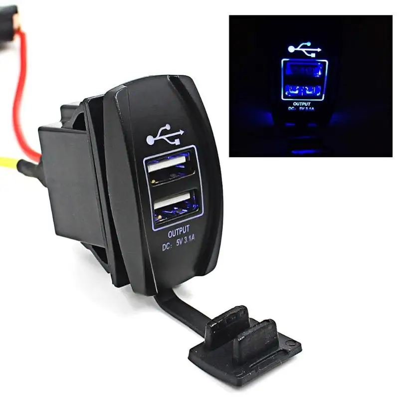 

Universal Waterproof 3.1A Car Charger 12-24V Motorcycle Suitable Mobile Phones Tablets Automotive Electronics Dual USB Charger