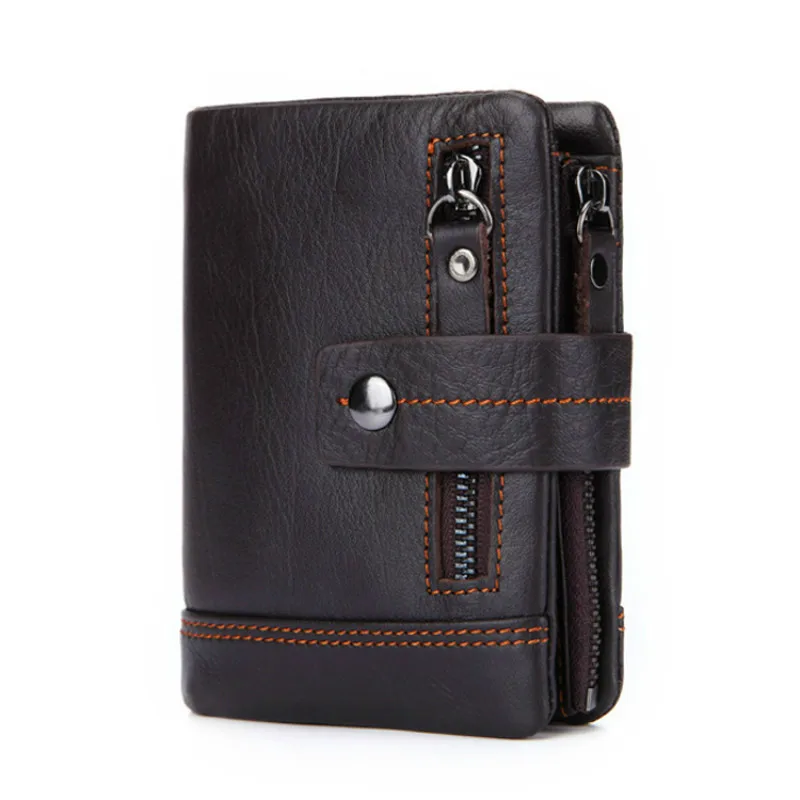 

Anti-theft Rfid Genuine Leather Wallet Men Wallets With Coin Purse Pocket Short Zipper Card Holder Clutch Bag Carteira Masculina