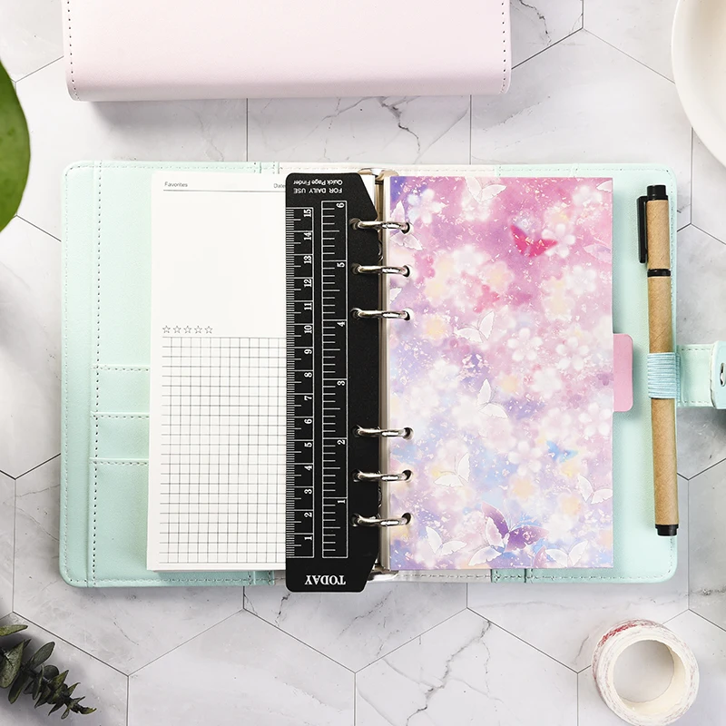 

Travelers Notebook Journal A6 Loose Leaf Notebook Mint Green Candy Color Notepad Cute Mini PU Leather Cover Includes Inner Pages