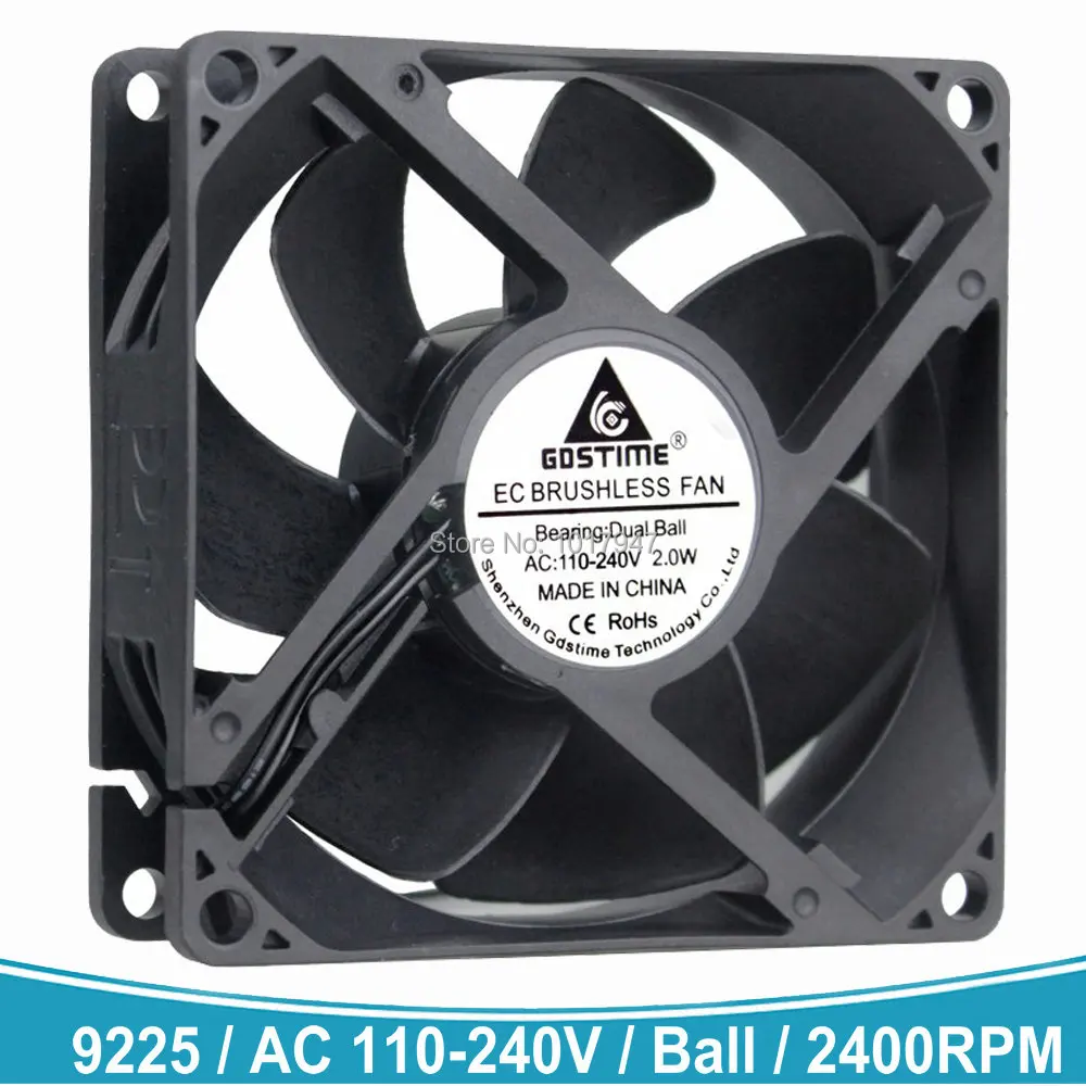 10 PCS lot Gdstime 2Pin AC 110V 115V 120V 220V 240V Radiator Cooler Fans 9cm 9225 Ball EC Brushless Cooling Fan 90mm 92mm x 25mm |