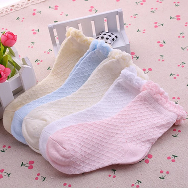 5 pairs/lot Baby Girls Mesh Socks Cotton Children Thin Socks for Spring Summer Kids Cozy Solid