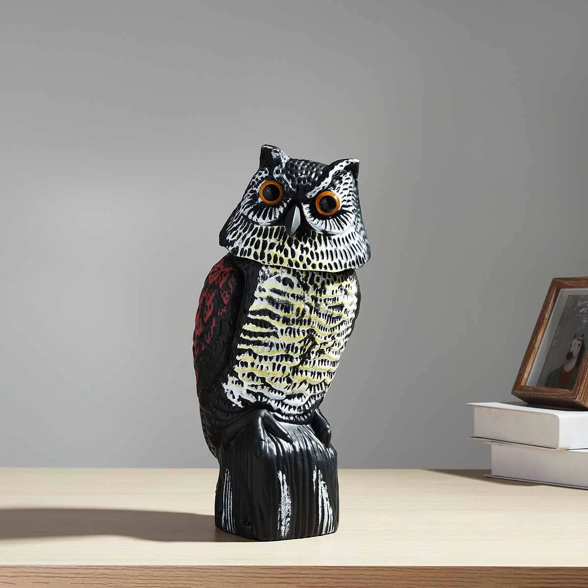 

35x10cm Realistic Bird Scarer Rotating Head Owl Decoy Protection Repellent Bird Pest Control Scarecrow Garden Yard Decor
