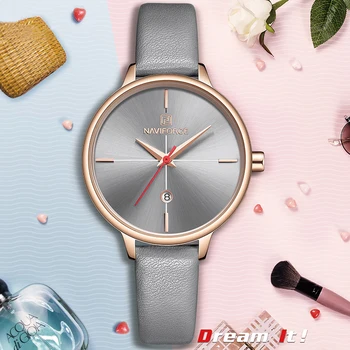 

Fashion Brand NAVIFORCE Women Casual Watches Leather Quartz Watch Leather Waterproof Wrist Watch Simple Style Relogio Feminino