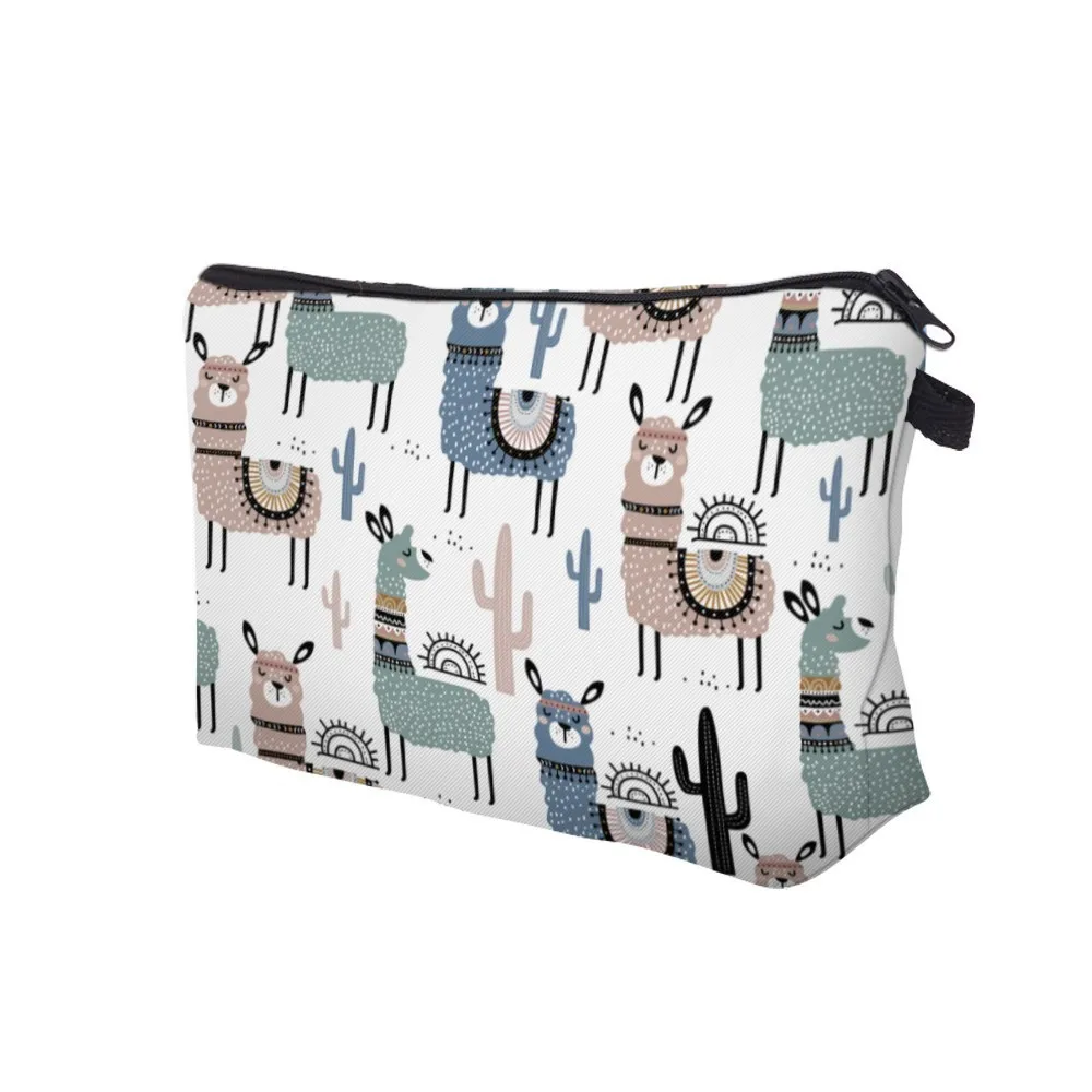 Deanfun الملونة اللاما التجميل حقيبة للماء الصبار حقائب مكياج السفر المنظم مستحضرات التجميل الجيبات 51444