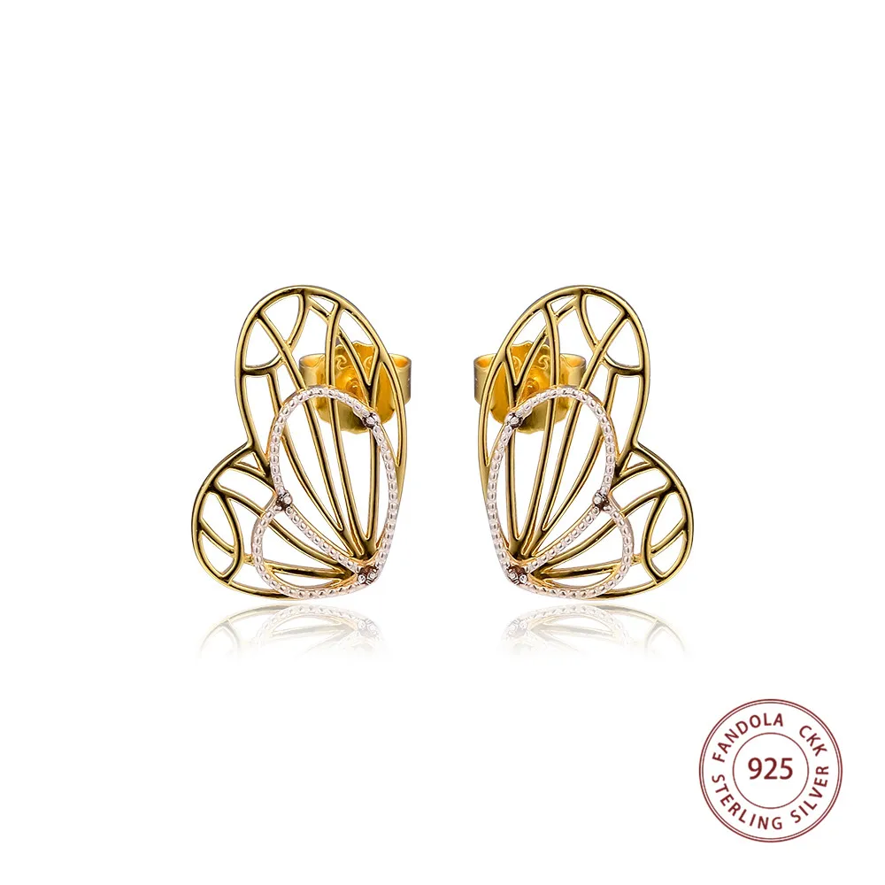 

2019 Spring 925 Sterling Silver Shine Openwork Butterflies Stud Earrings for Women Wedding Earring Fine Jewelry Gift