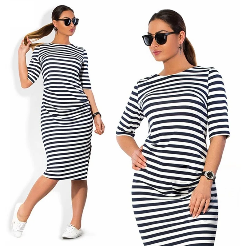 

Fashionable Women Dresses Big Size Striped Dress 2017 Plus Size Women Clothing 5XL 6XL Casual Dress Autumn Dress Vestidos