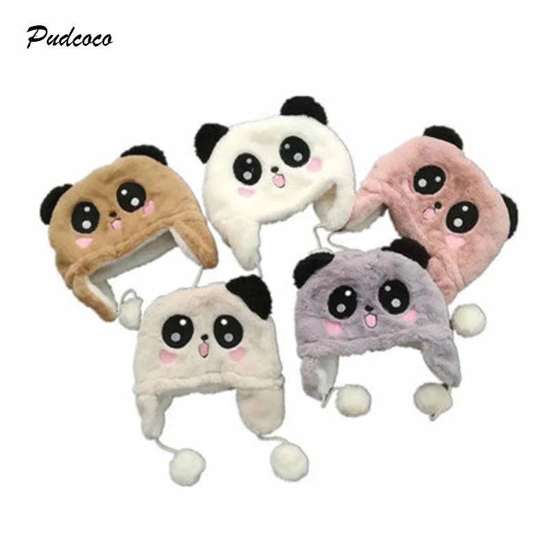 

2019 Brand Toddler Kids Girl Boy Baby Infant Winter Warm Velvet Panda Hat Cute Animal Costume Pompom Beanie Cap