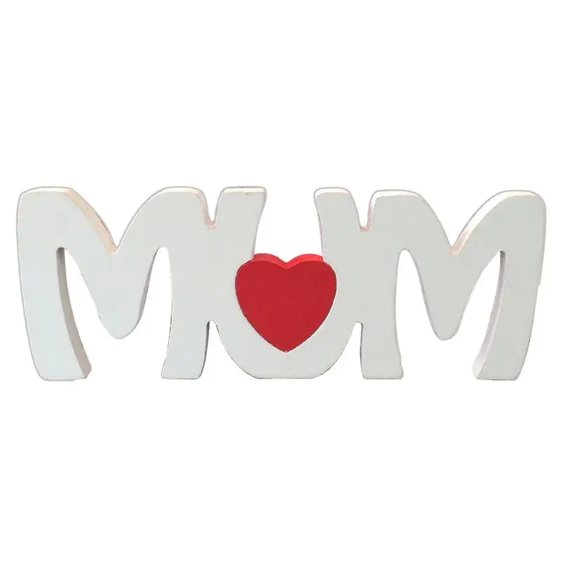 

Mother's Day Photo Props White Wooden English Letters Mum Table Desktop Ornaments Home Decor Red Heart Creative And Crafts