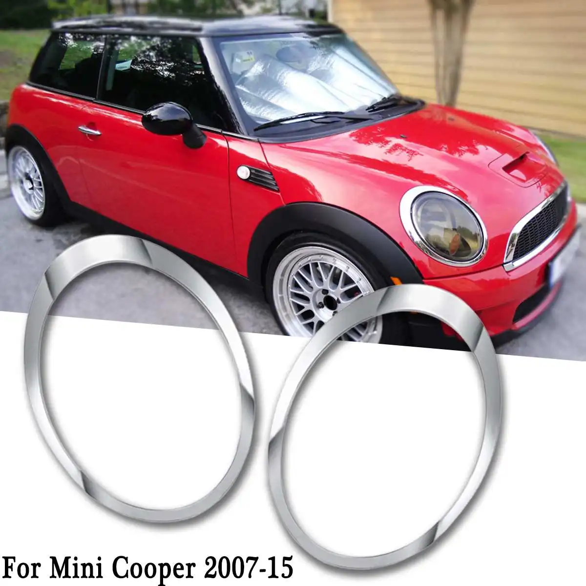 1pcs Left/ Right Side ABS Chrome Sliver Headlight Trim Ring For Mini