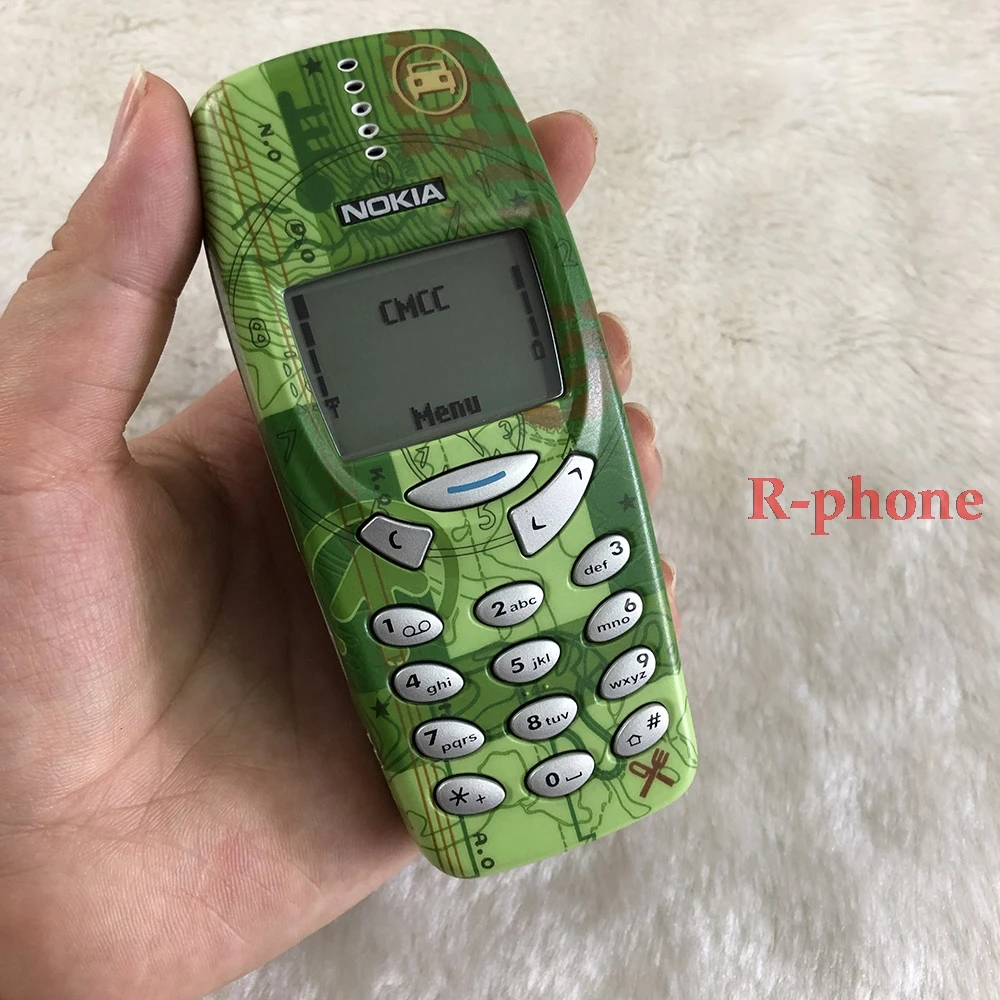 Полностью б/у Мобильный телефон NOKIA 3330 3310 GSM 900/1800 двухдиапазонный разблокированный сотовый телефон и зеленый
