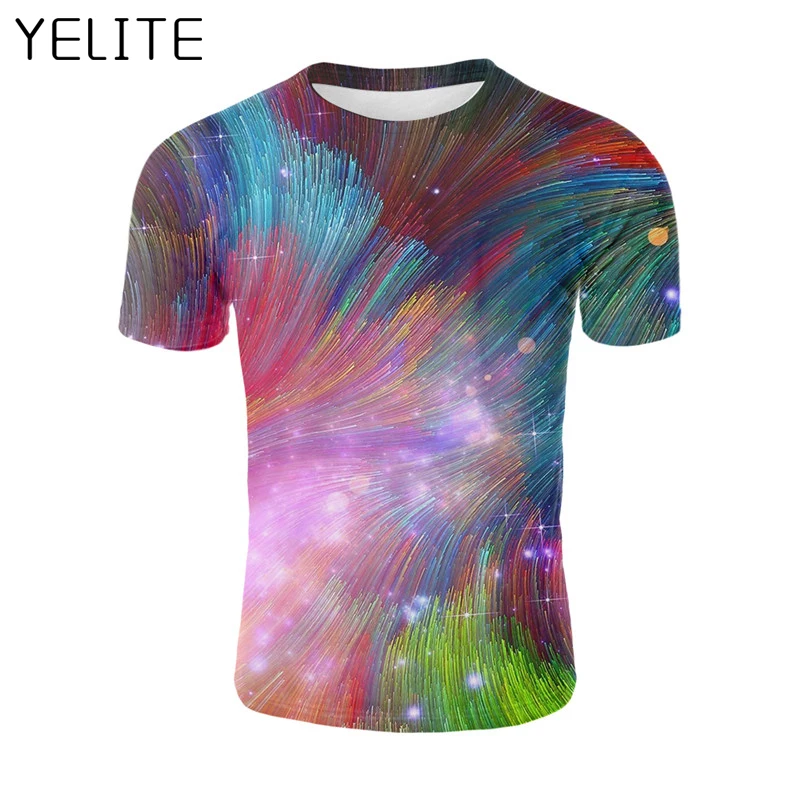 YELITE 2019 новейший великолепный фейерверк 3D принт футболка мужская с коротким