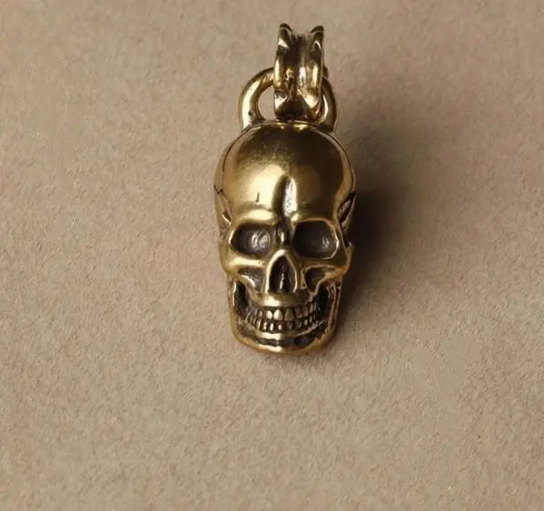 

Chinese old antique collection pure brass small skull pendant