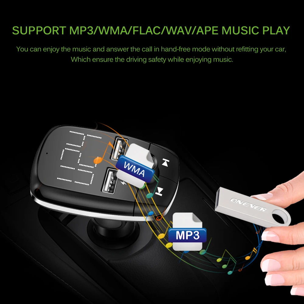 Автомобильная электроника MP3 плеер fm передатчик Bluetooth V4.2 двойной 2 USB порта
