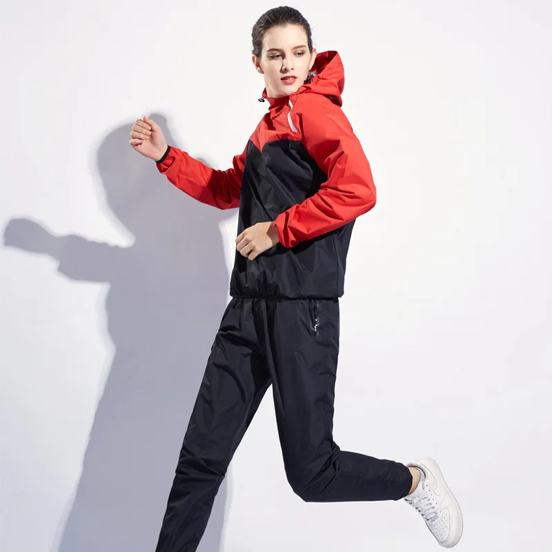 

Women's Sauna Suit Loss Weight Sportswear Sweating Jacket Pants Heavy Duty Fitness Set Windproof Running Boxing XL Yoga Clothing