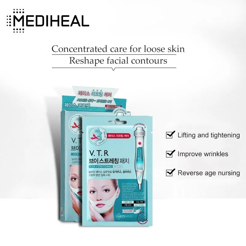 Harga 4 Pcs Mediheal V Bentuk Wajah Lift Masker Chin Mask Lifting Firming Kulit Double Chin Mengurangi Wanita Wajah Kulit Perawatan kosmetik Korea