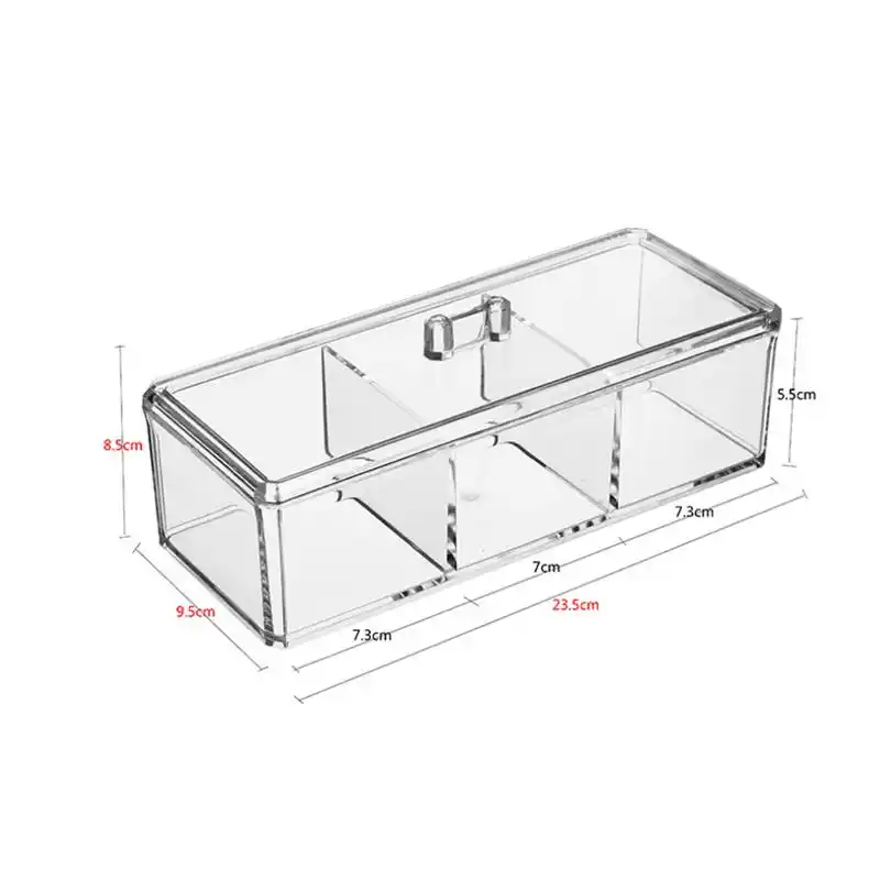アクリル収納ボックスジュエリーディスプレイボックス 3 グリッド食品収納ボックスオーガナイザーキッチンソートコンテナ防塵カバー Aliexpress