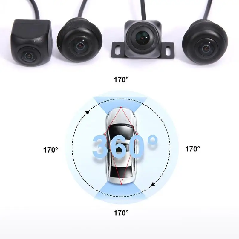360 градусов Автомобильная камера 720P HD панорамная заднего вида DVR Запись рычаг