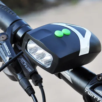 

Multifunction bike led flashlight alarm speaker strobe light bicycle front lamp with horn bell for outdoor night riding for sale