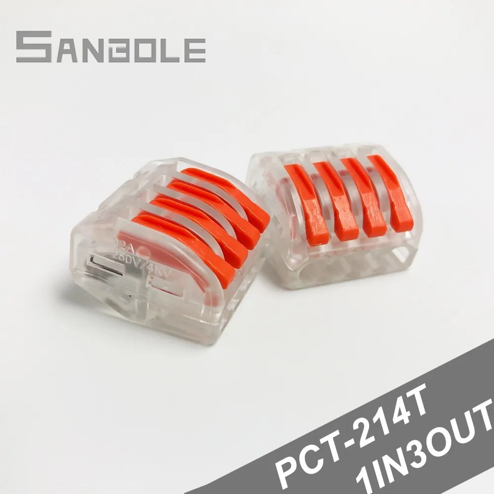 

Wire Connector PCT-214T transparent 4 Pins Terminal Block Universal Compact Terminals box cage 32A/400V (100PCS)