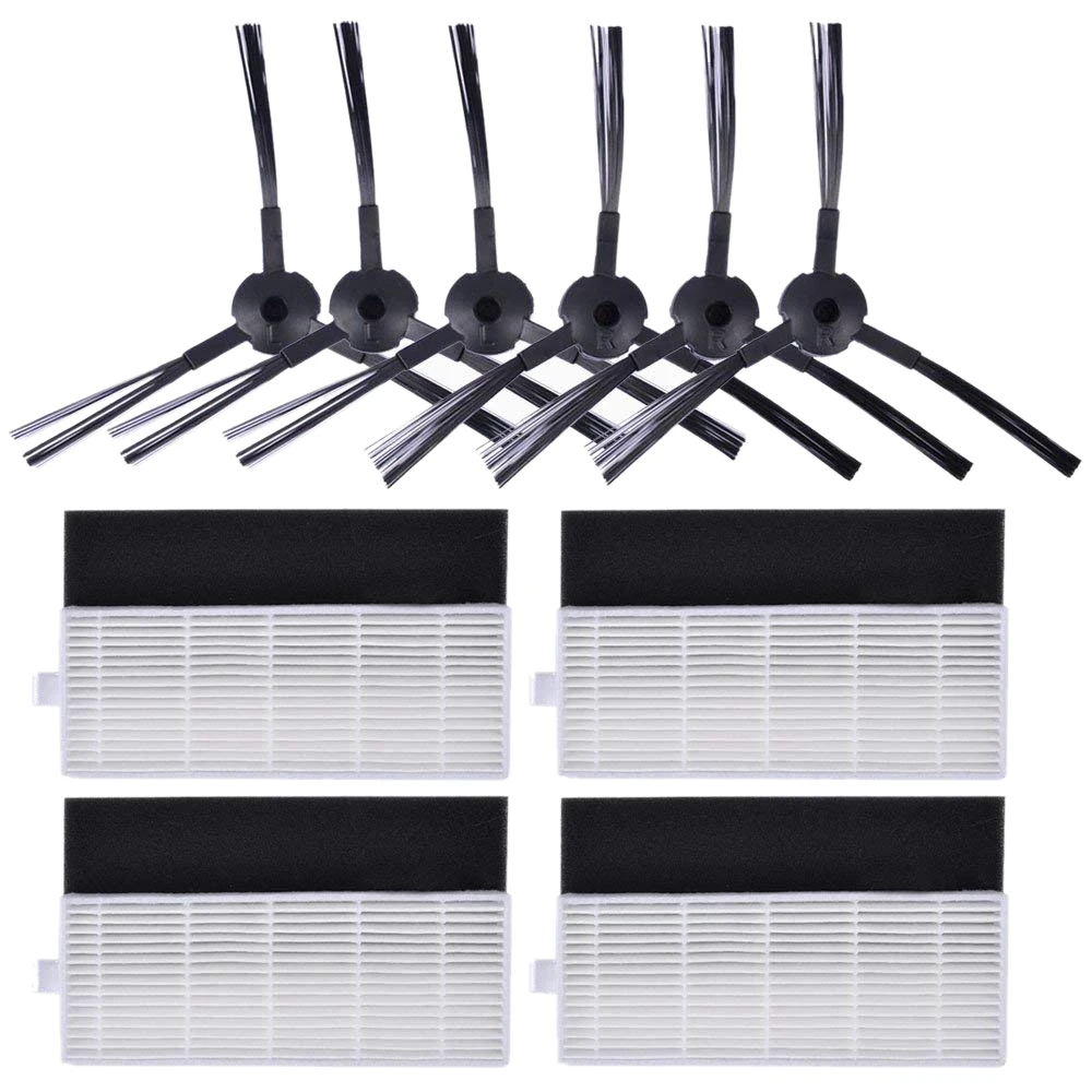 

Replacement Filter & Side Brush Kit for ILIFE A6 A4 A4s Robot Vacuum Cleaner (Includes 6 Side Brushes + 4 set Filters)