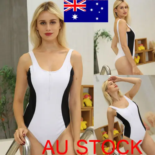 2019 Summer Women One Piece Push Up Zipper Bikini Bandage Monokini Swimsuit Swimwear Bathing Suit | Спорт и развлечения