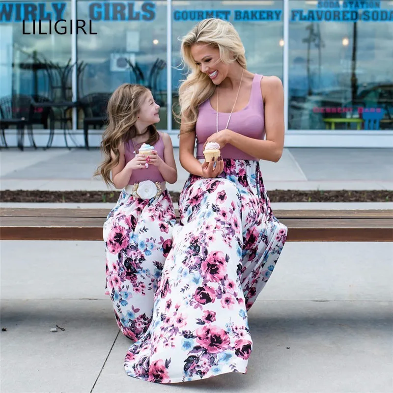 Платье LILIGIRL для мамы и дочки без рукавов Пляжное новая одежда я платья ребенка