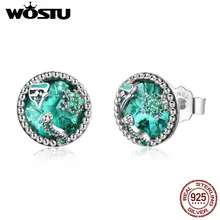 WOSTU подлинные 925 пробы серебряные Подводные серьги гвоздики для женщин День рождения Оригинальные S925 ювелирные изделия подарок CQE496
