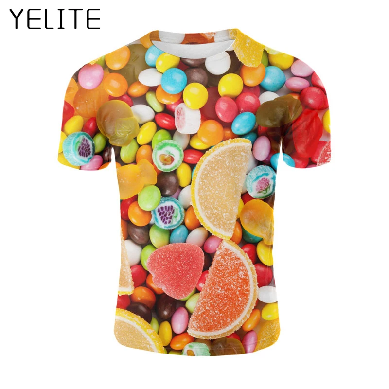 

YELITE Men'S Funny T Shirt 2019 Newest nut Snack Fruit Hodgepodge 3D T-Shirt Printed Short Sleeved Colorful Delicious Food Tees
