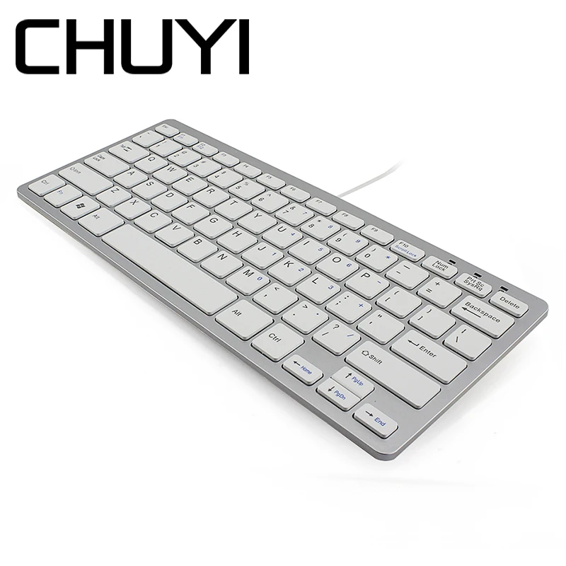 

CHUYI 78 Keys Slim Mini Ergonomic Wired Keyboard USB Cable Ultra-Thin English Computer Keypads For Macbook Laptop PC