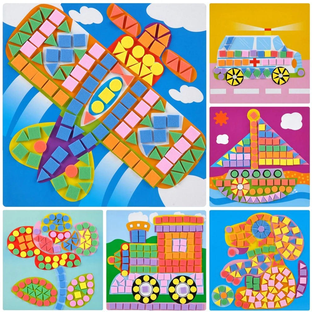 6 Pcs/Lot Kids EVA Mosaic Stickers 3D Puzzle Child Art