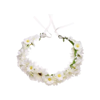 

Floral Headband Hairband Simulation Daisy Flower Crown Hair Wreath Bridal Headpiece Festivals Hair Band (White)