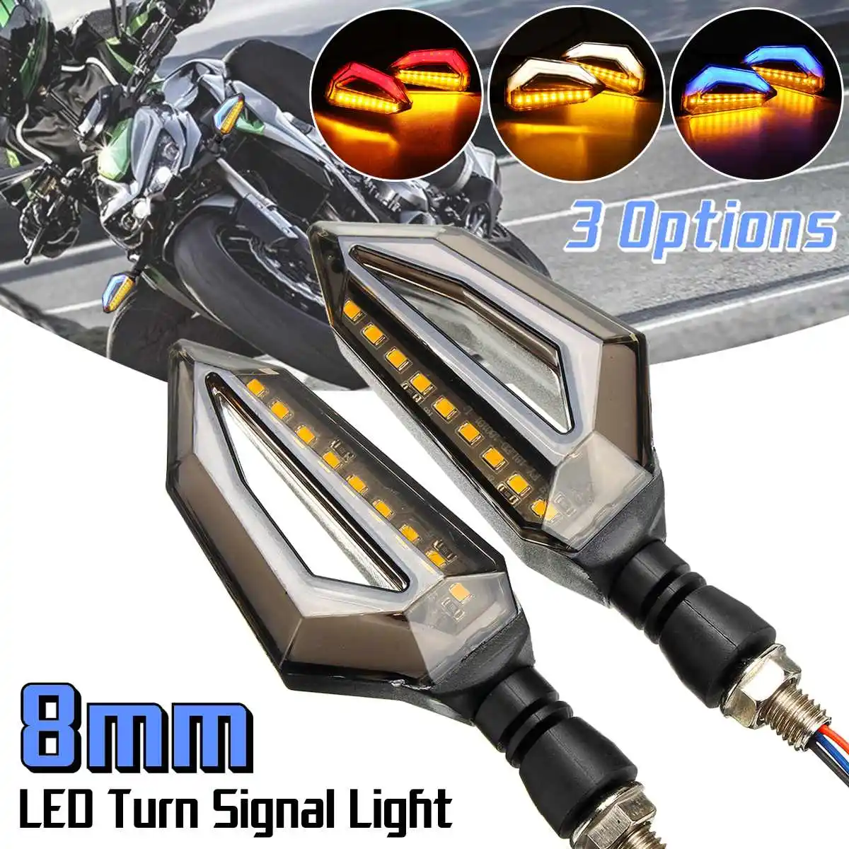 

2pcs 12V Motorcycle LED Turn Signal Indicator Lights For Kawasaki/Yamaha/BMW/Honda/KTM