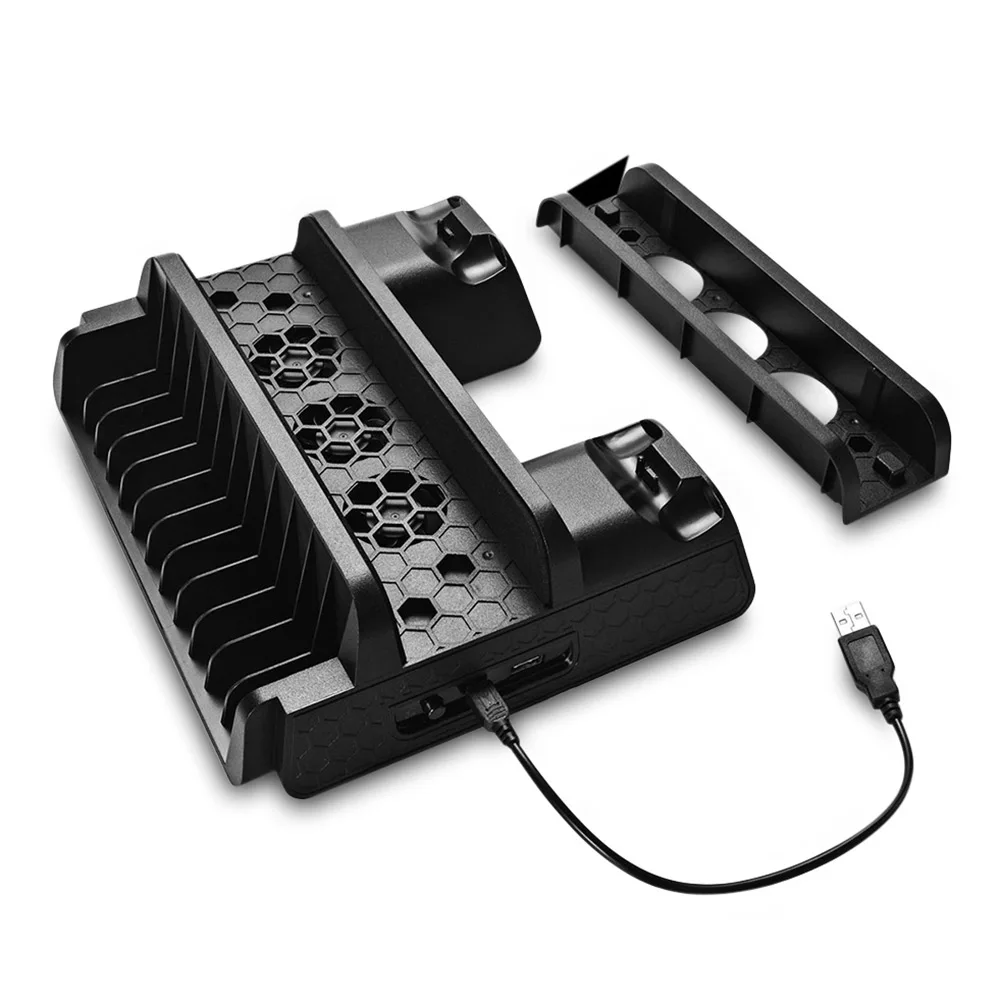 

PS4 Accessories Multi-Function Dock Vertical Console Cooling Fan Game Disk Storage Stand Tower Charger For PS4/PS4 Slim/PS4 Pro