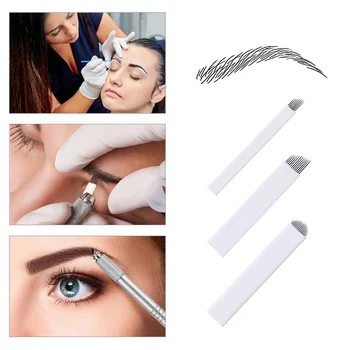 

50pcs 3 Types Microblading Needles, S7,S12,U16 Combination Bevel Round Makeup Eyebrow Tattoo Microblading Blade Needle