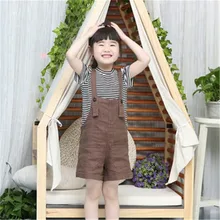 Модные комбинезоны для малышей; корейский Повседневный Комбинезон для девочек; хлопковые свободные летние шорты; детские штаны для девочек; От 4 до 8 лет комбинезоны для малышей