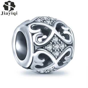 

Jiayiqi Metal Round Beads For Making Jewelry 925 Sterling Silver European Infinity Symbol Engraved Charm Bracelet For Women