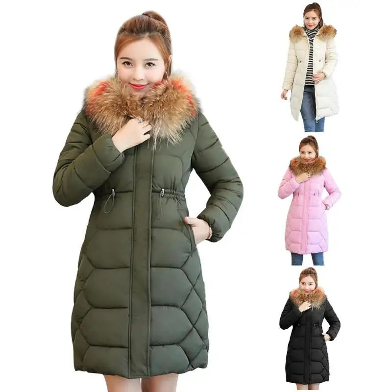 ##BUY Winter Fashion Women Fur Collar Long Down Jacket Thicken Coat Hooded Parkas
