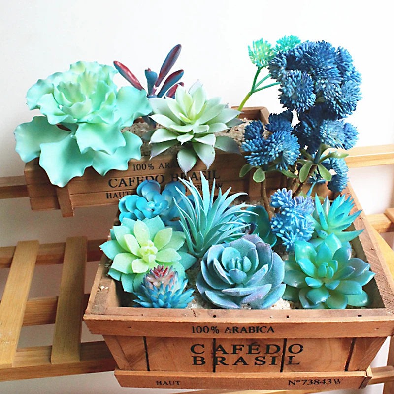 

Blue Garden Cactus Aloe Plants Home DIY Succulent Decoration Artificial Faux