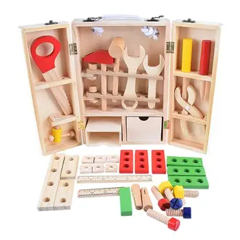

Kids Wooden Maintenance Box Toys Child Pretend Playing Toys Baby DIY Dollhouse Multifunctional Tool Set Children Birthday Gifts