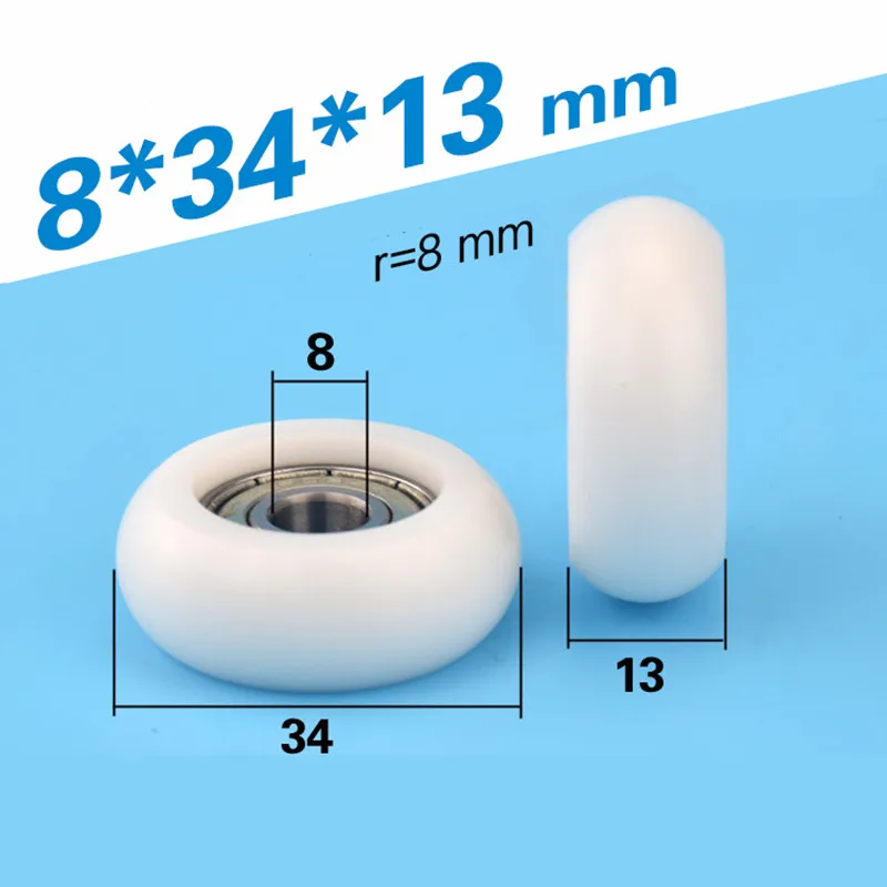 

[R0834-13]10PCS Free Shipping 608zz round type high quality cash register bearing roller wheels 8*34*13mm 0834T roller