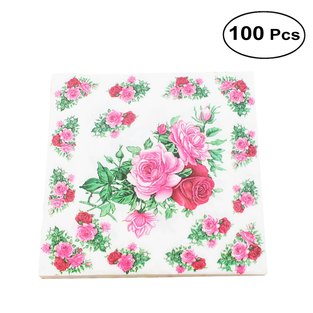 Buy 100Pcs Flower Lunch Napkin Floral Printed Napkin