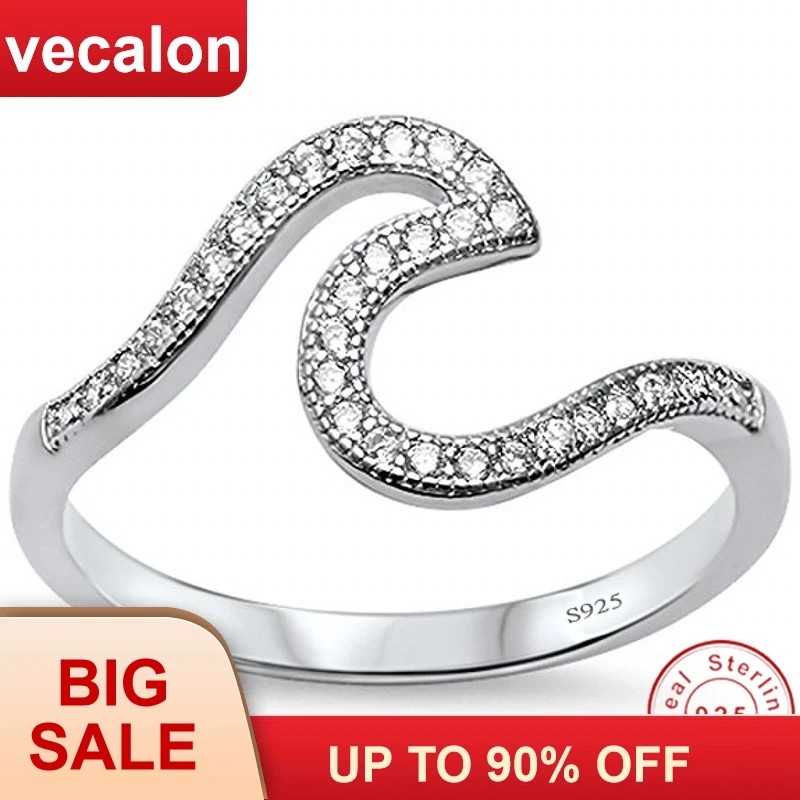 

Vecalon Unique Jewelry Real Soild 925 Sterling Silver ring 5A Zircon Cz Engagement wedding Band rings for women Bridal Gift